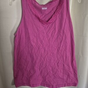 Basic Editions Lace Trim Tank Top